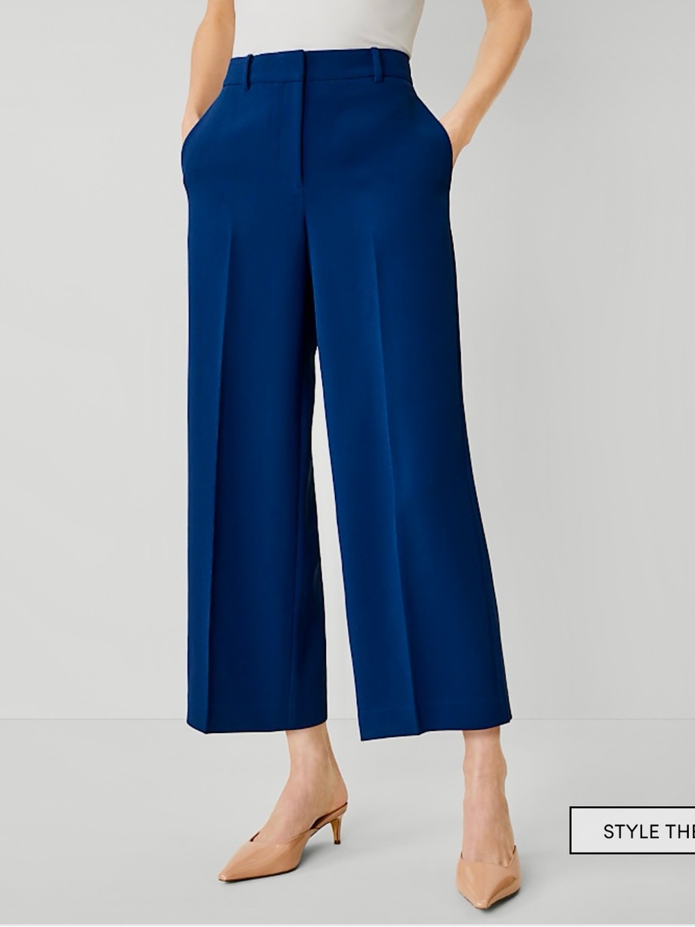 Ann Taylor Wide-Leg Cropped Trousers in Black NWT